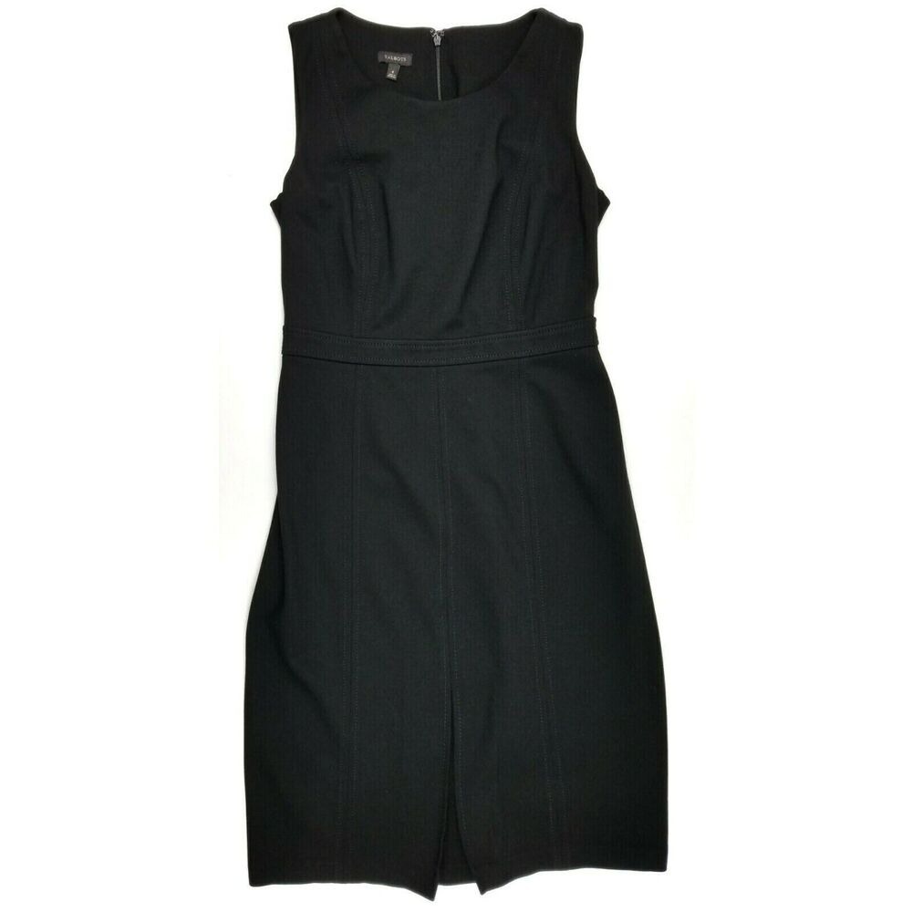 Talbots Dress Womens 4 Black A-Line Business Career Work Sleeveless‎ Mid